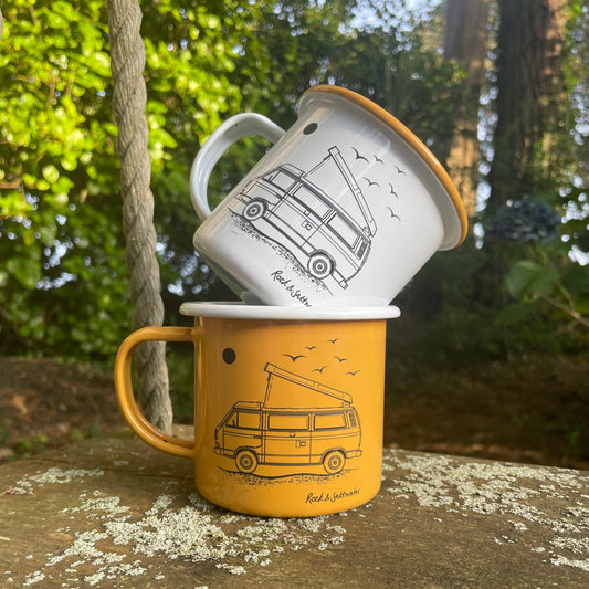 Camper van enamel mug