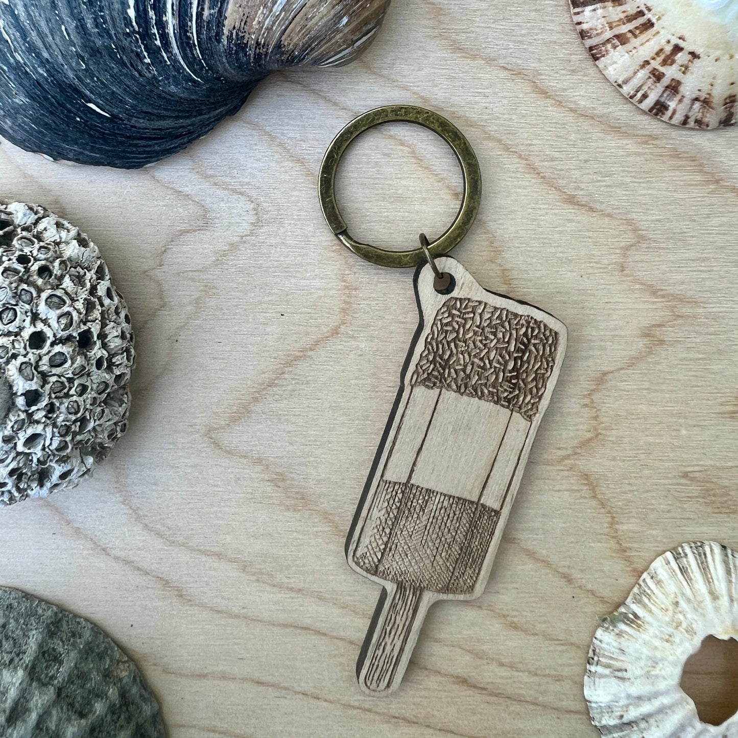 Fab etched wooden keyring