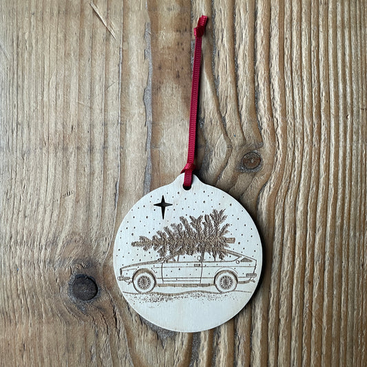 Classic Alfa Romeo Alfetta GTV laser etched Christmas bauble