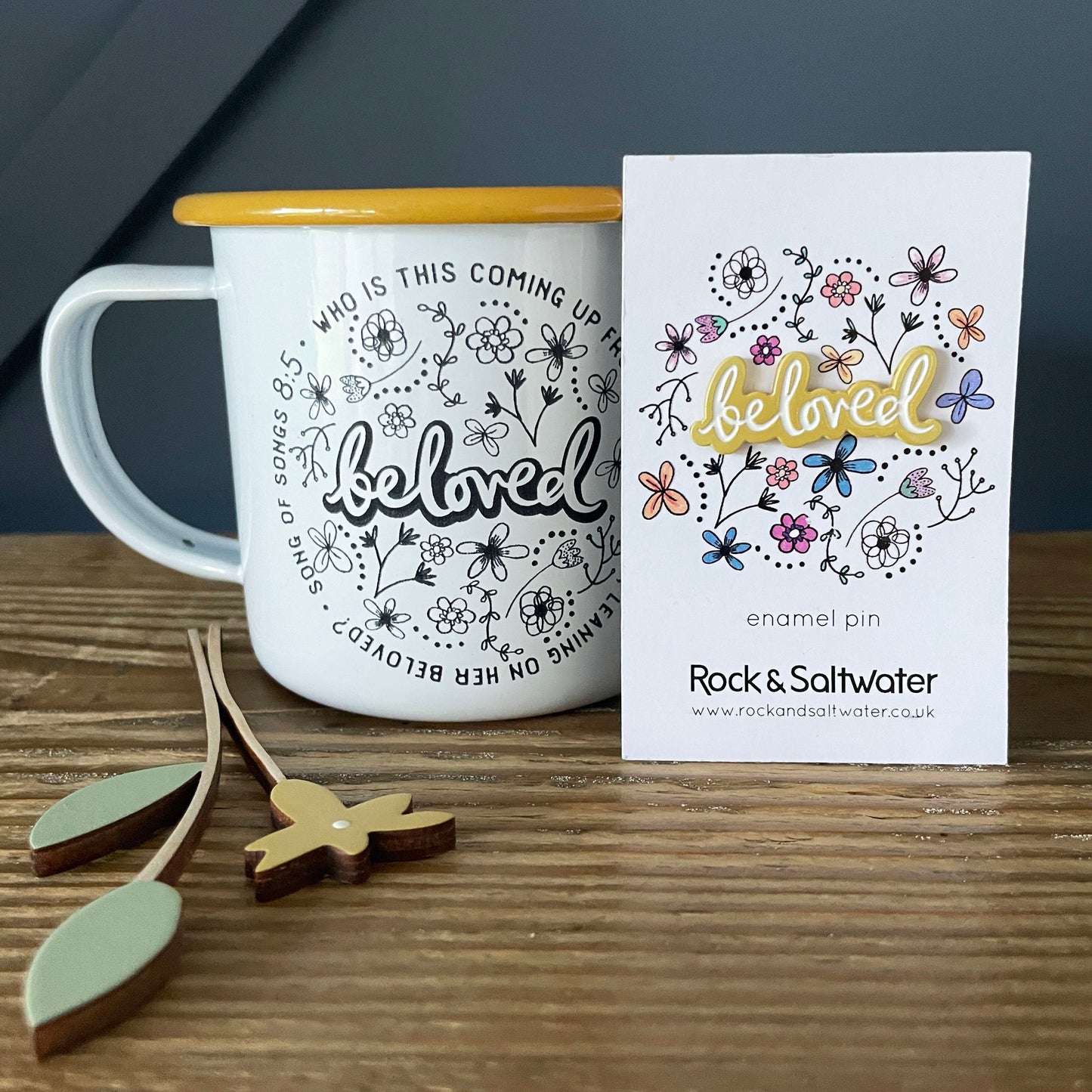 Beloved mug and pin set