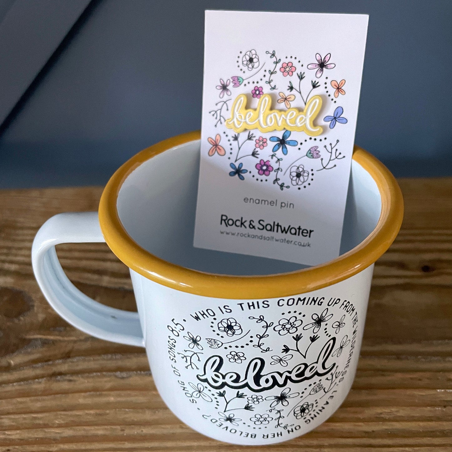 Beloved mug and pin set