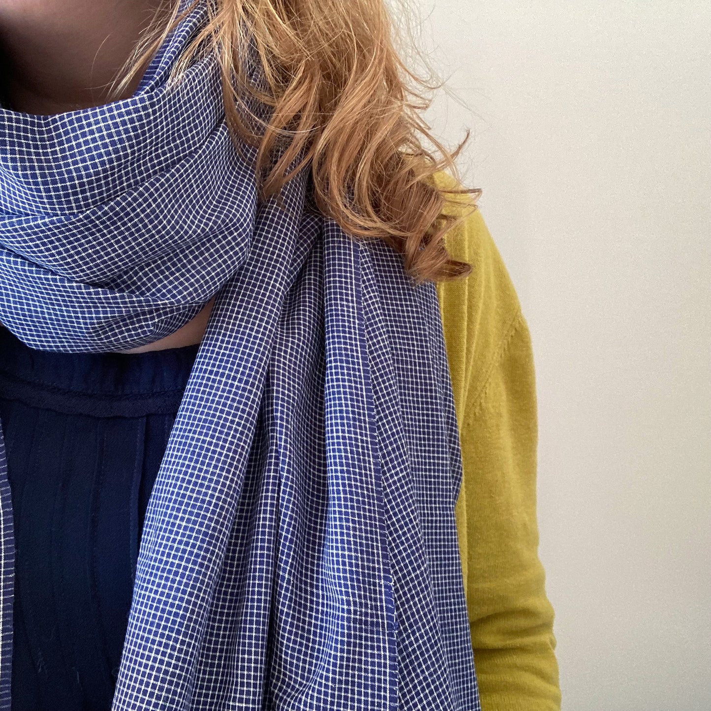 Lightweight fine cotton scarf – Cape Cornwall check