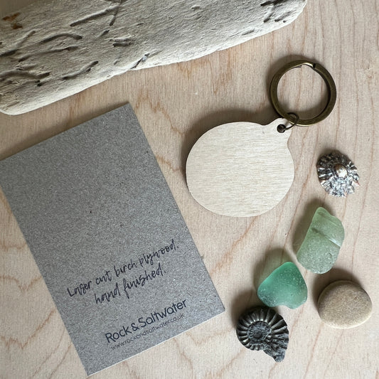 Sea urchin laser etched keyring