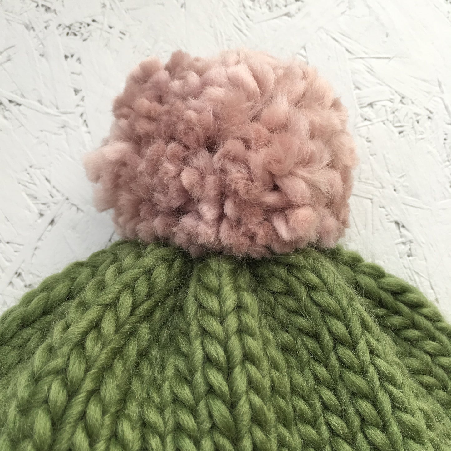 Bobble Hat | adult size | moss green | merino wool handknit hat