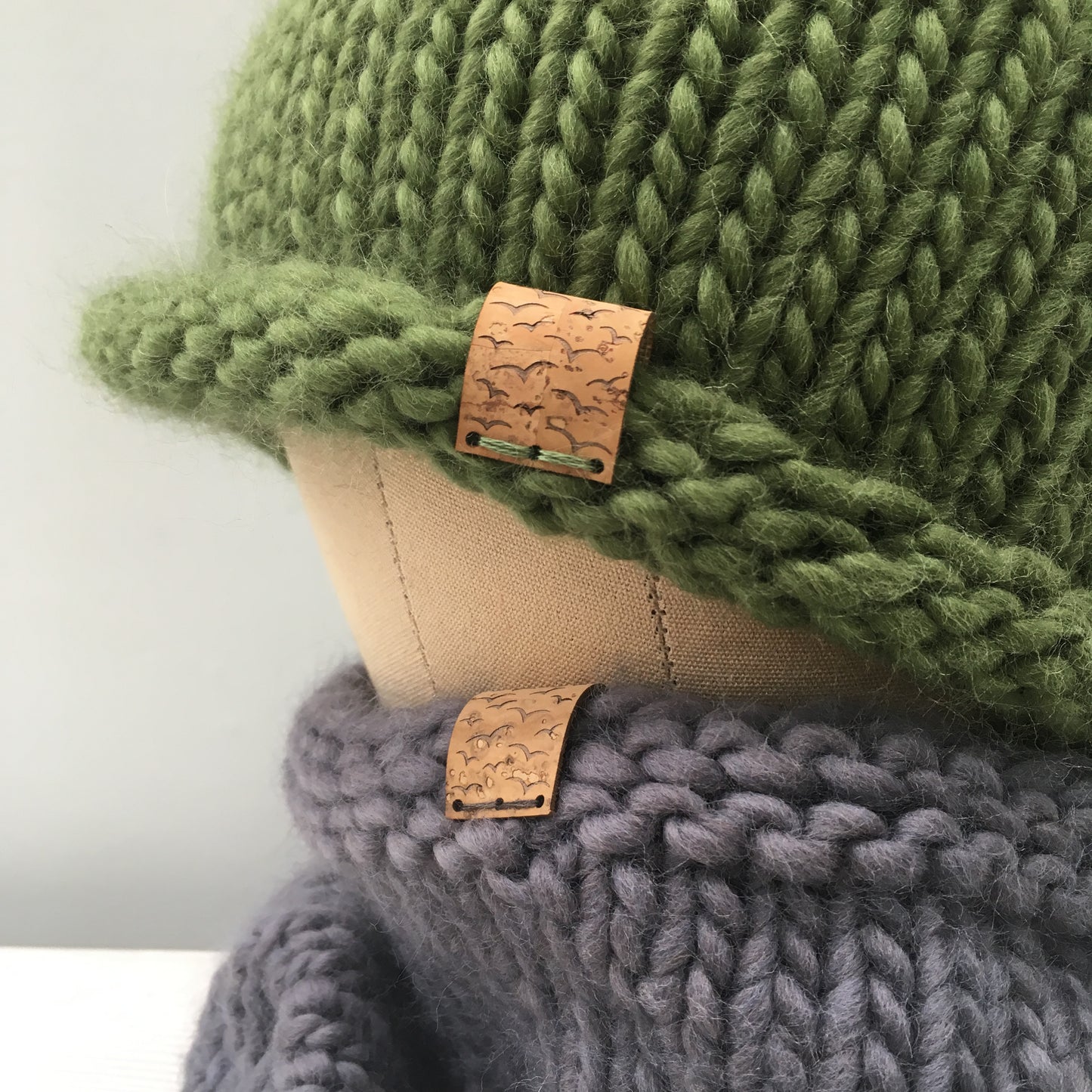 Bobble Hat | adult size | moss green | merino wool handknit hat