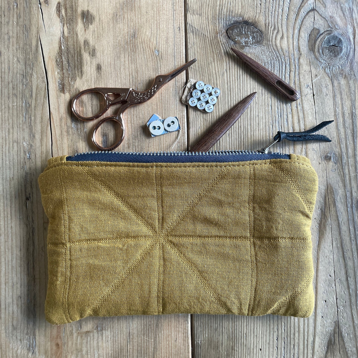 Quilted zip pouch