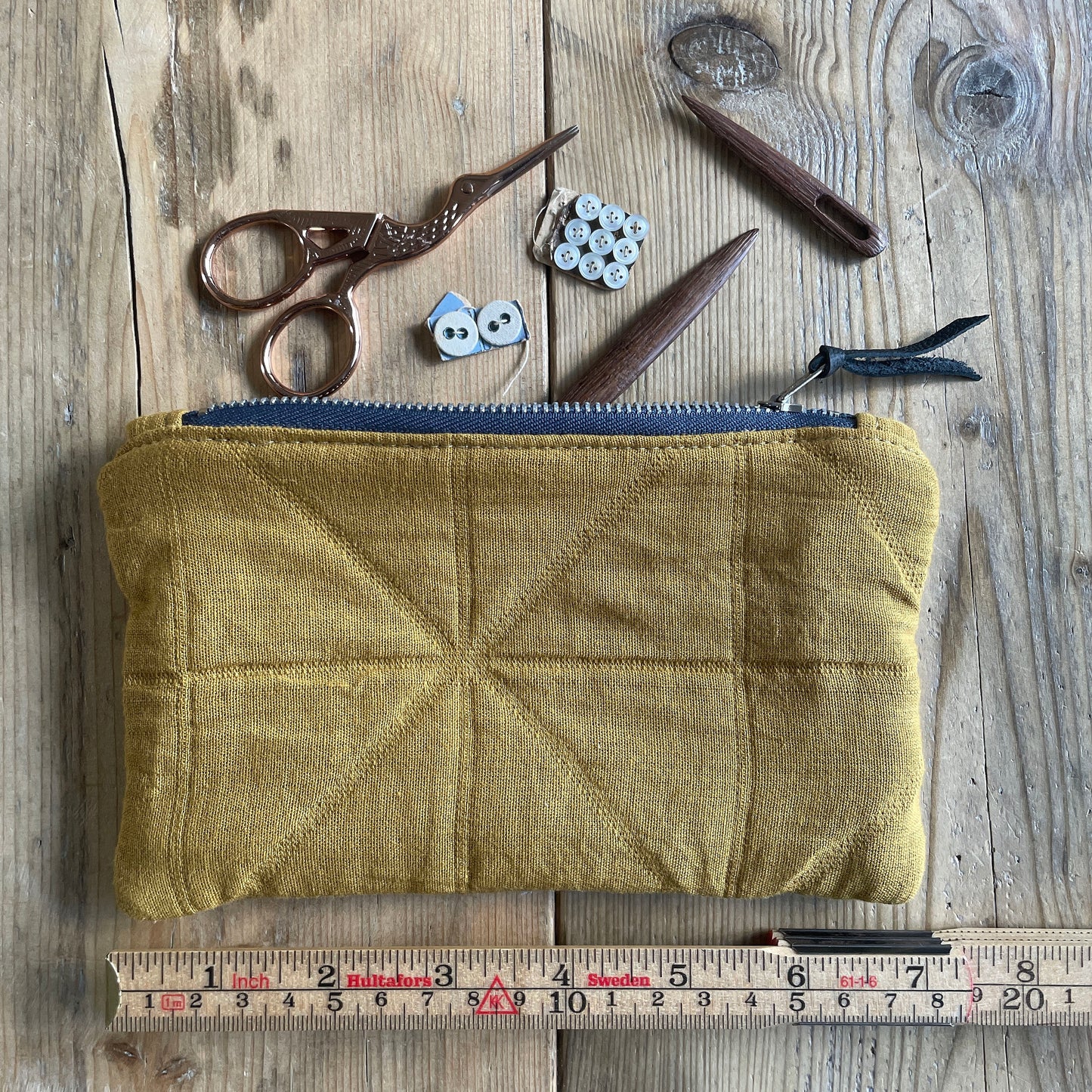 Quilted zip pouch