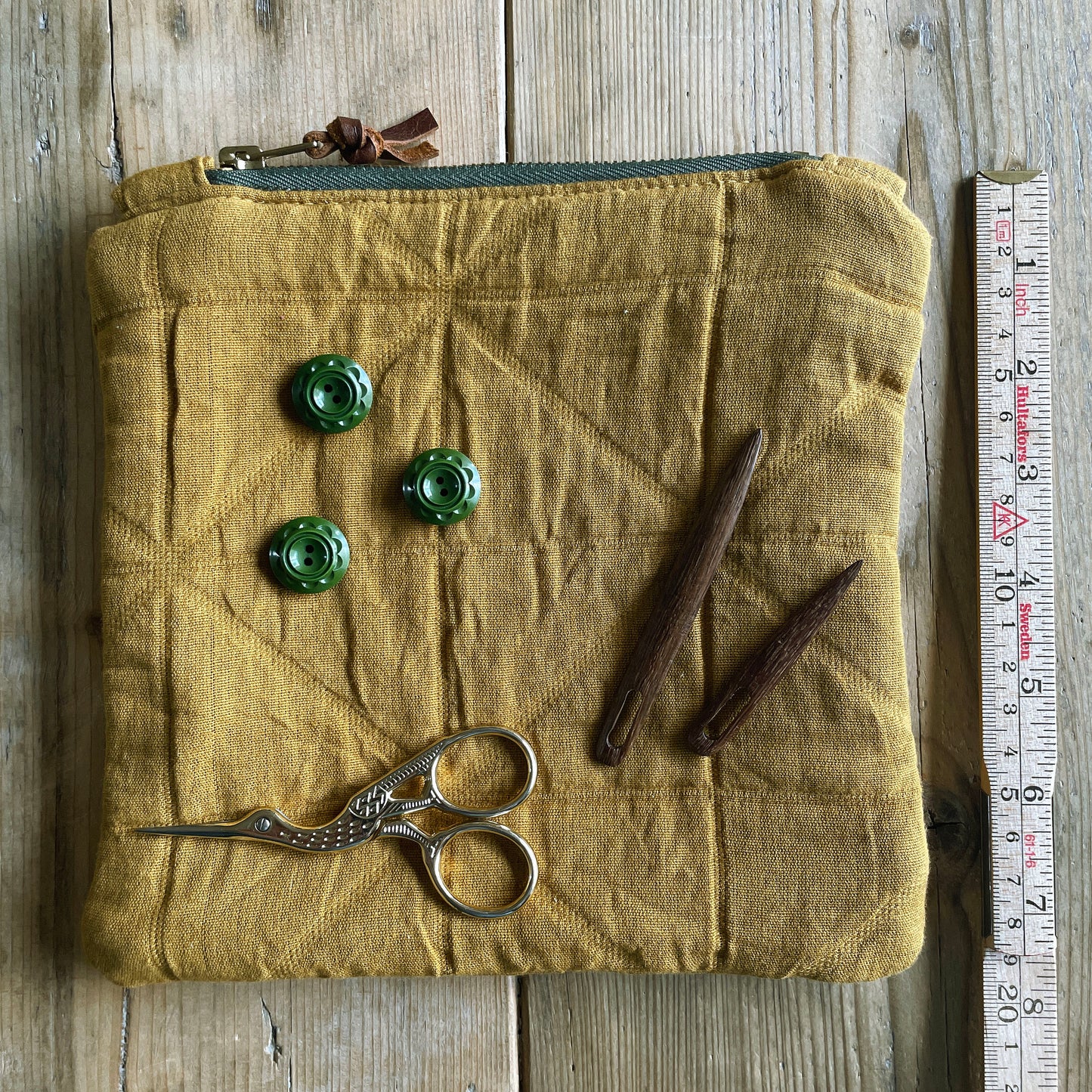 Quilted zip pouch