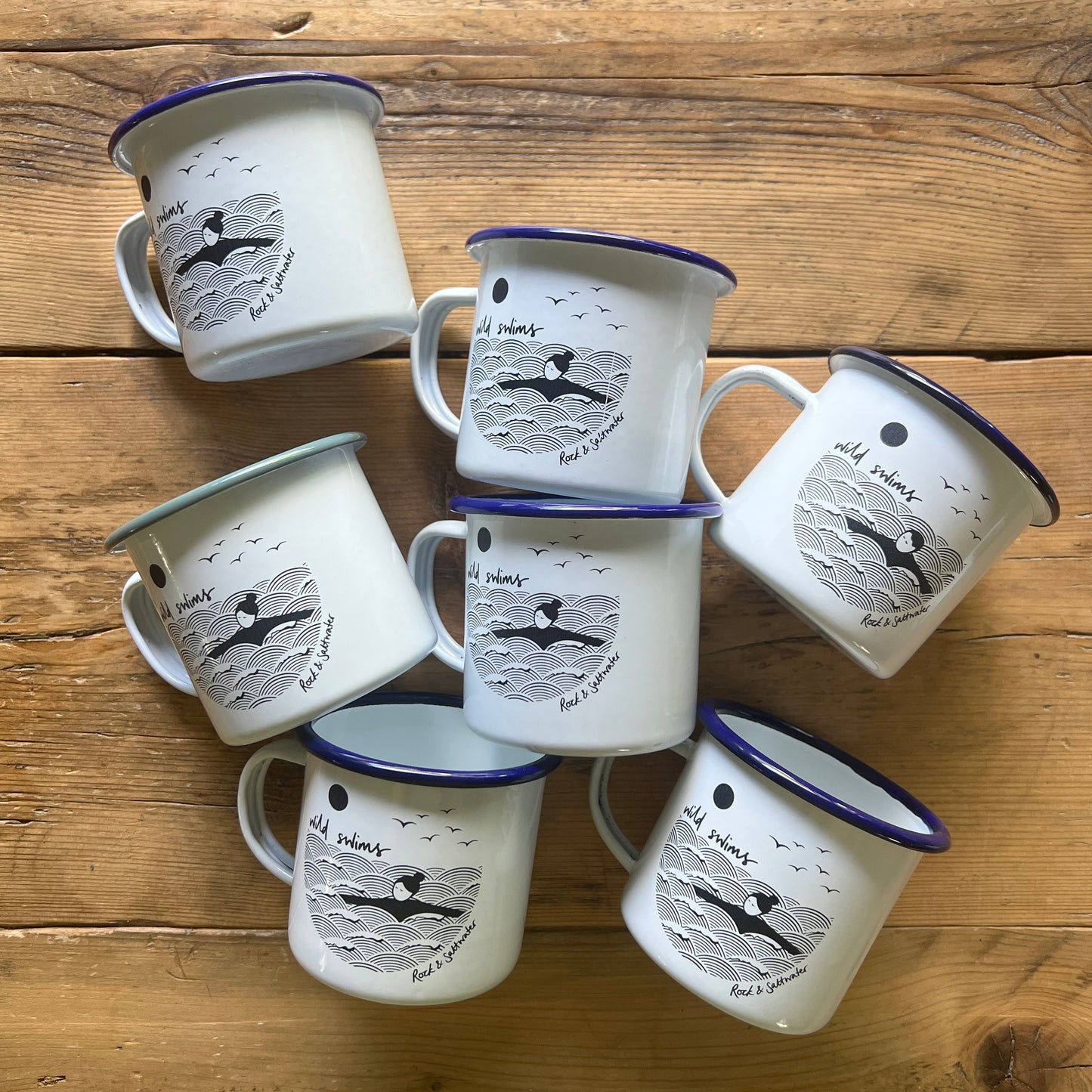 Slight seconds 'wild swims' enamel mugs