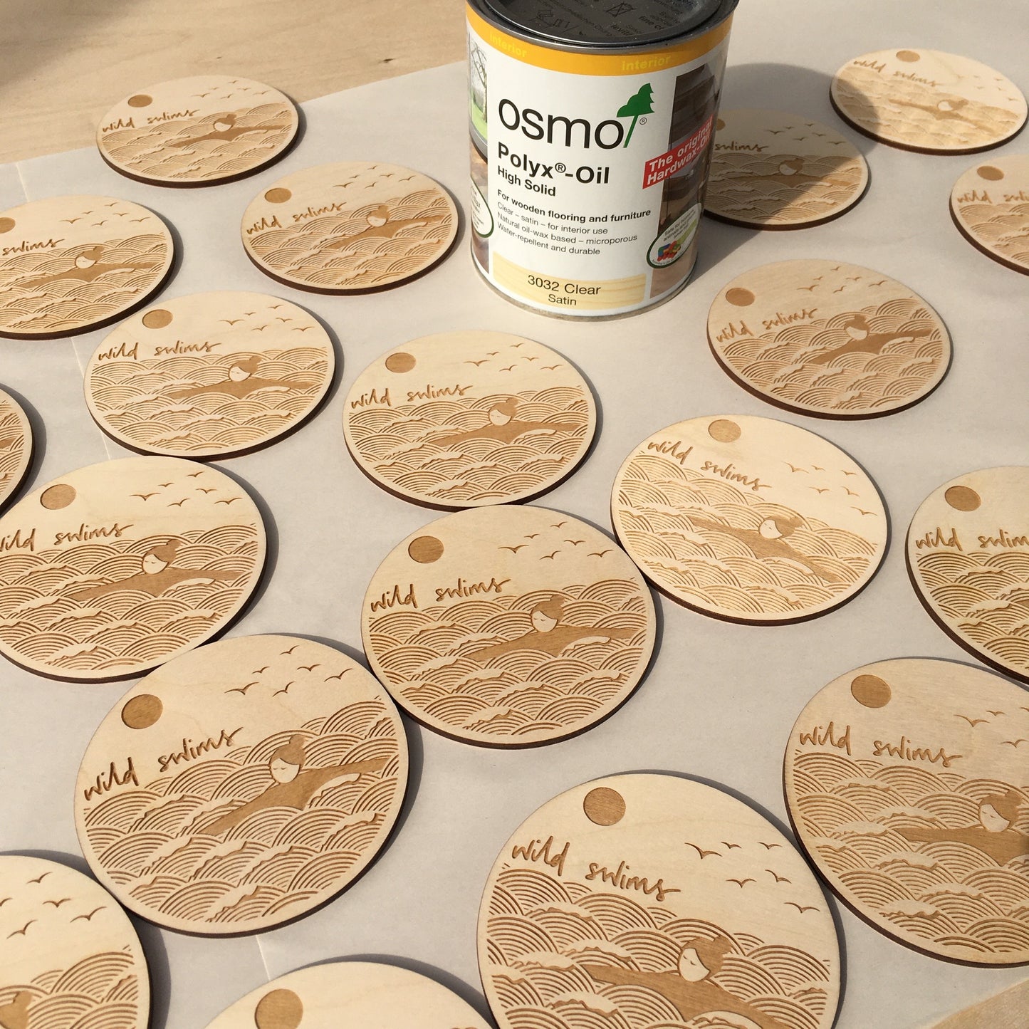 Wild swims laser etched coaster