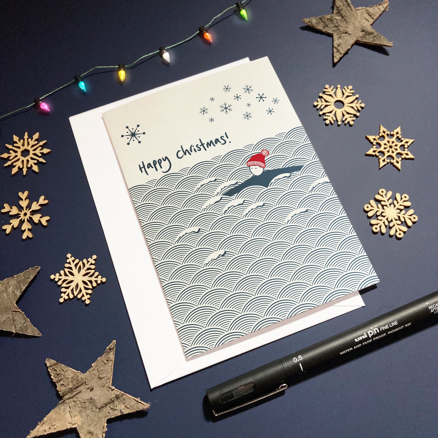 Wild swimming Christmas cards