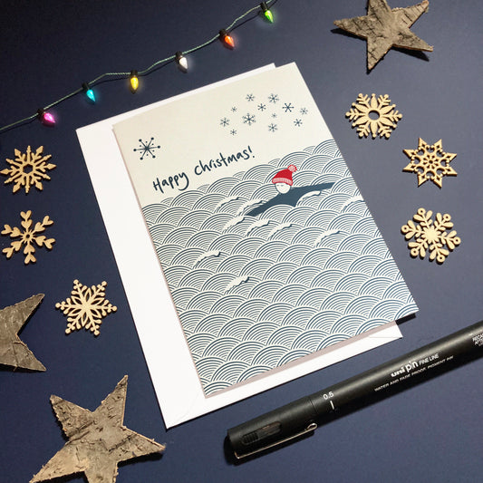 Wild swimming Christmas cards