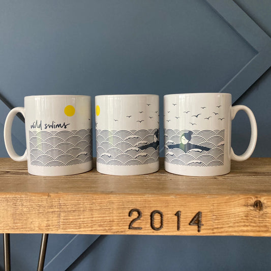 Wild swimming ceramic mug with gift box