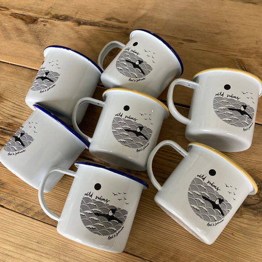 Slight seconds 'wild swims' enamel mugs