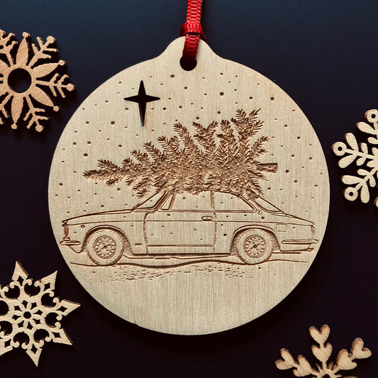 Classic Alfa Romeo Giulia Coupe laser etched Christmas bauble