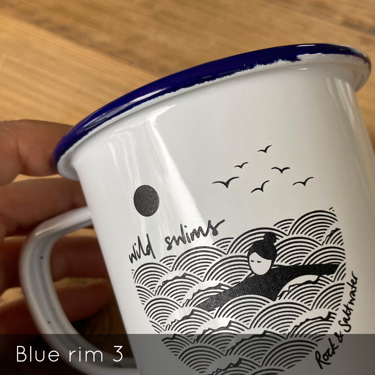 Slight seconds 'wild swims' enamel mugs