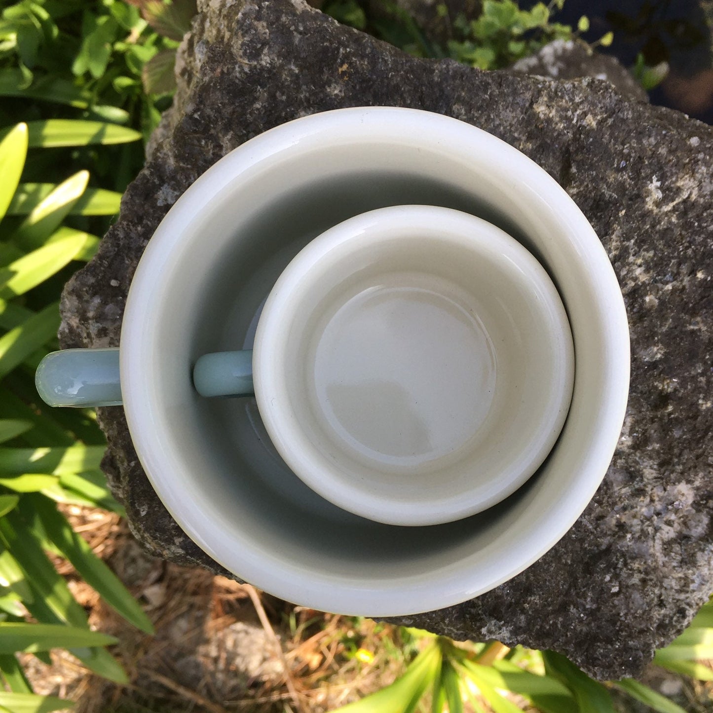 Sage green enamel espresso mug