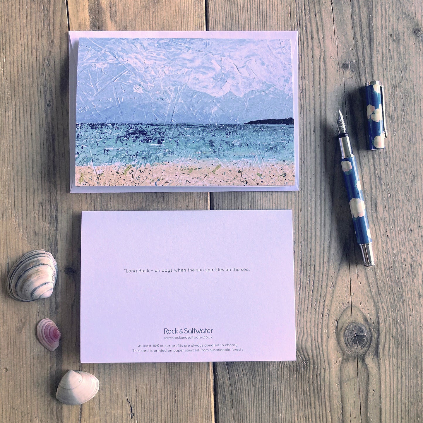 Seascape greetings cards | 'Carbis Bay' and 'Long Rock, Cornwall | pack of 2