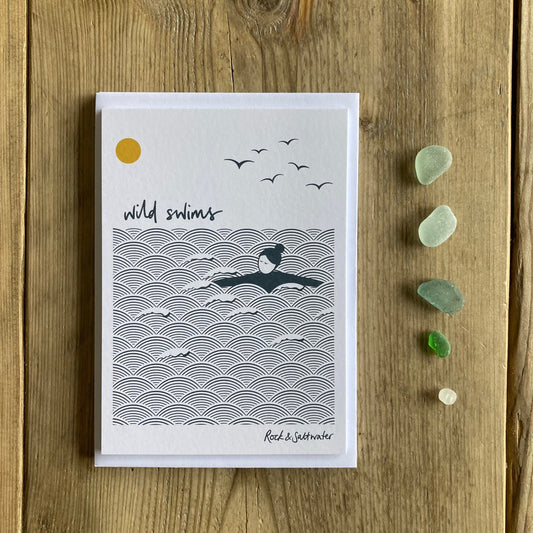 Wild swims notecard with envelope