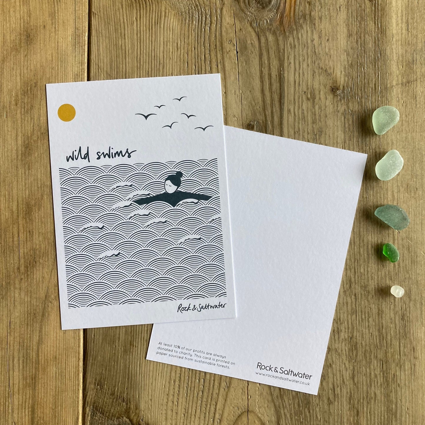 Wild swims notecard with envelope