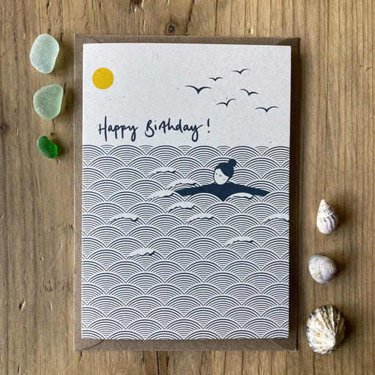 Wild swimming birthday cards