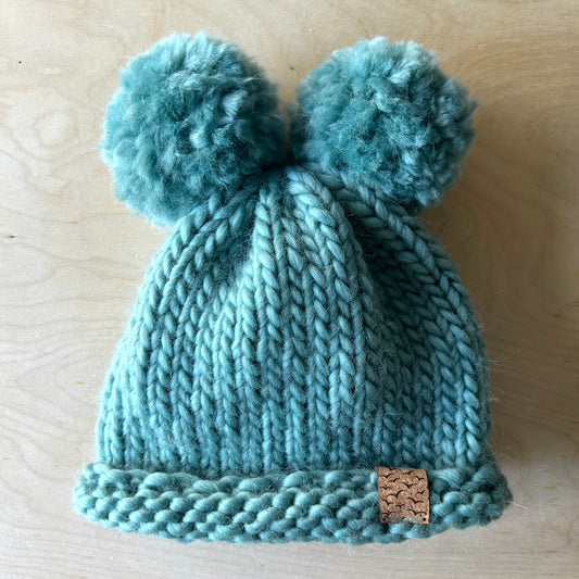 Double pom-pom hat | baby and toddler sizes | choice of colours