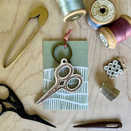 Scissors laser etched wooden keyring