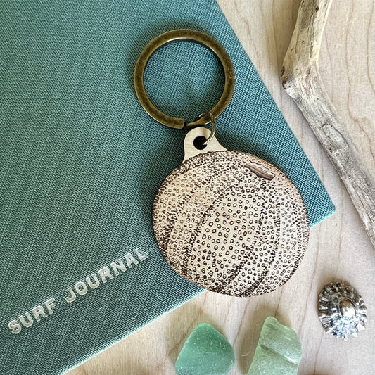 Sea urchin laser etched keyring