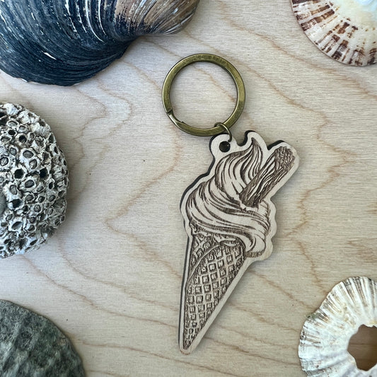 99 ice cream etched wooden keyring