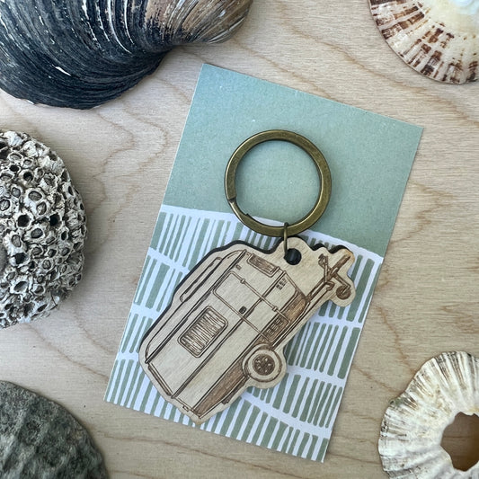 Eriba caravan etched wooden keyring