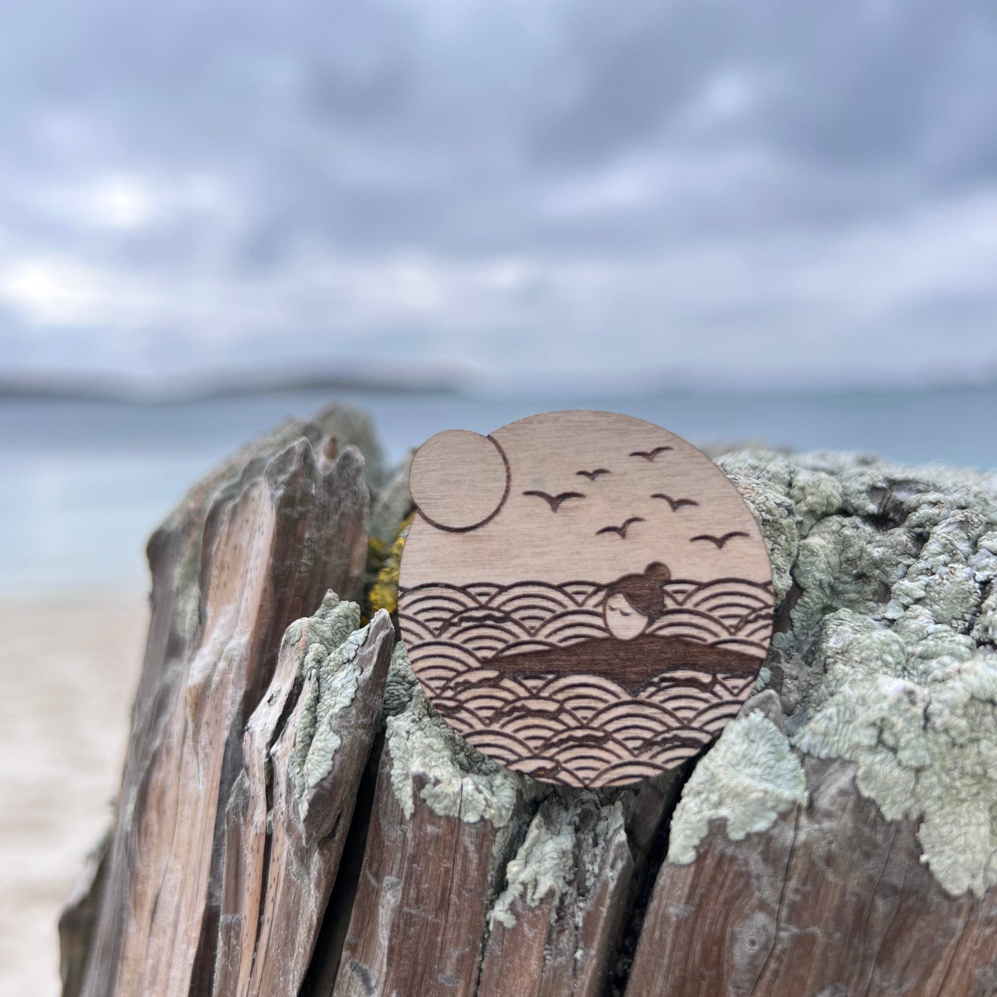 Gift bundle | wild swims A6 notebook and wooden brooch set