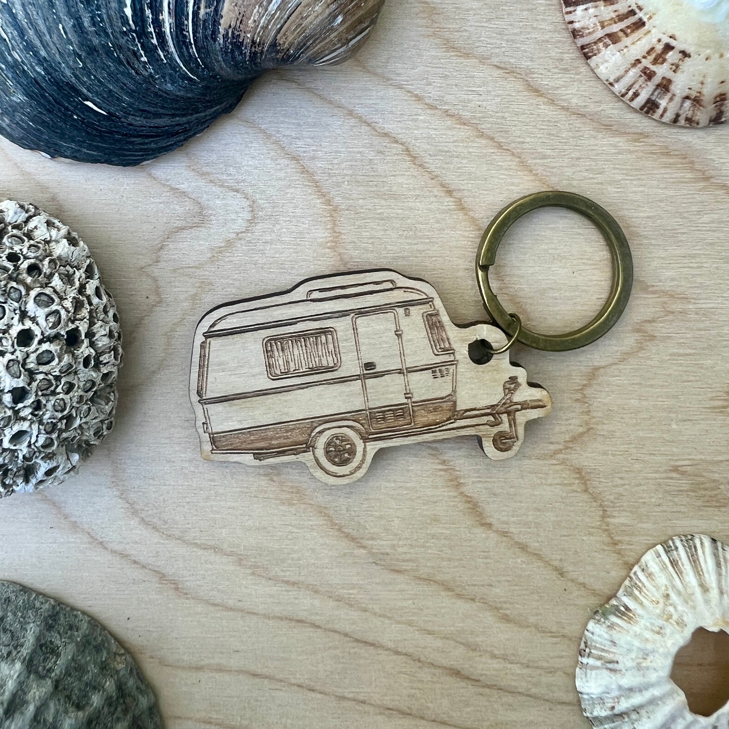 Eriba caravan etched wooden keyring
