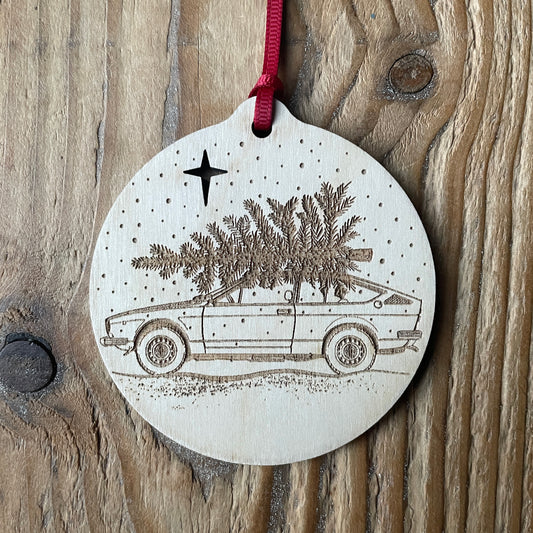 Classic Alfa Romeo Alfetta GTV laser etched Christmas bauble