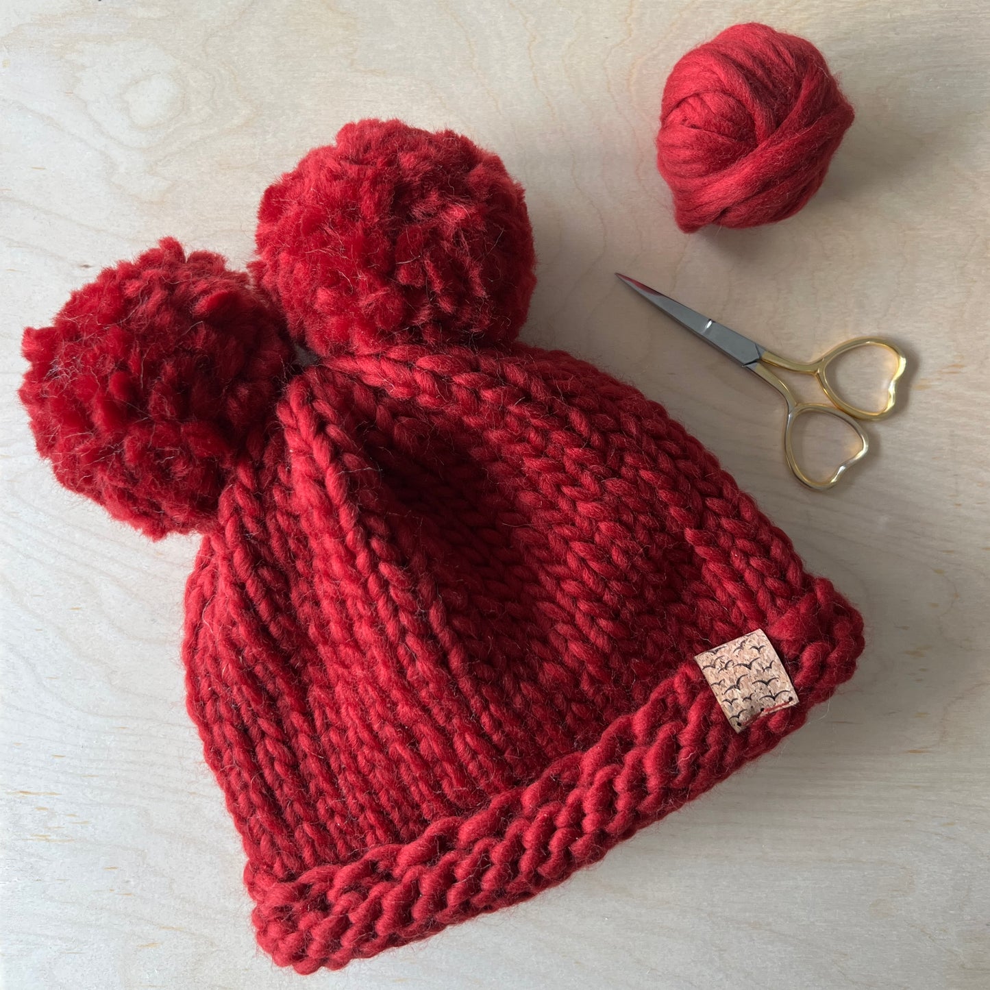 Double pom-pom hat | baby and toddler sizes | choice of colours