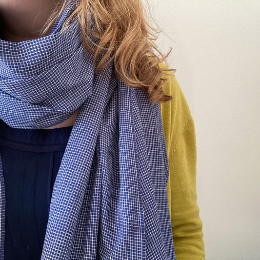 Lightweight fine cotton scarf – Cape Cornwall check