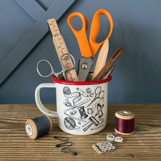 Beautifully made etched enamel mug