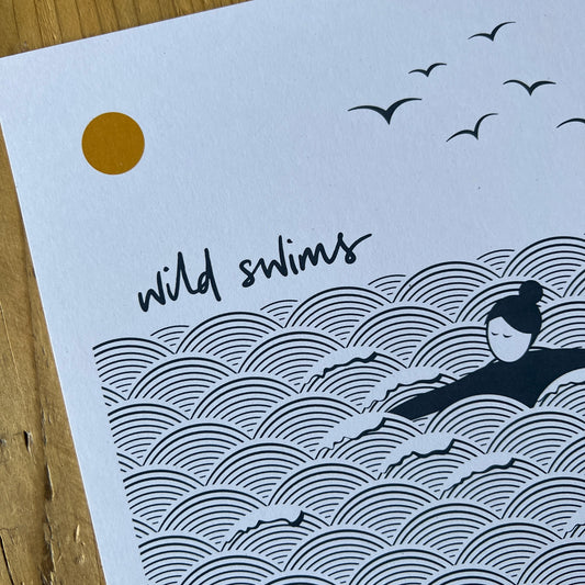 WASTE NOT! Wild swims A4 prints