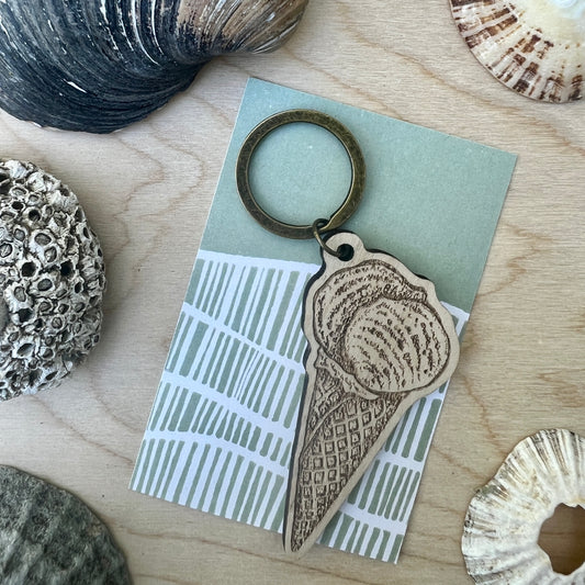 Ice cream etched wooden keyring