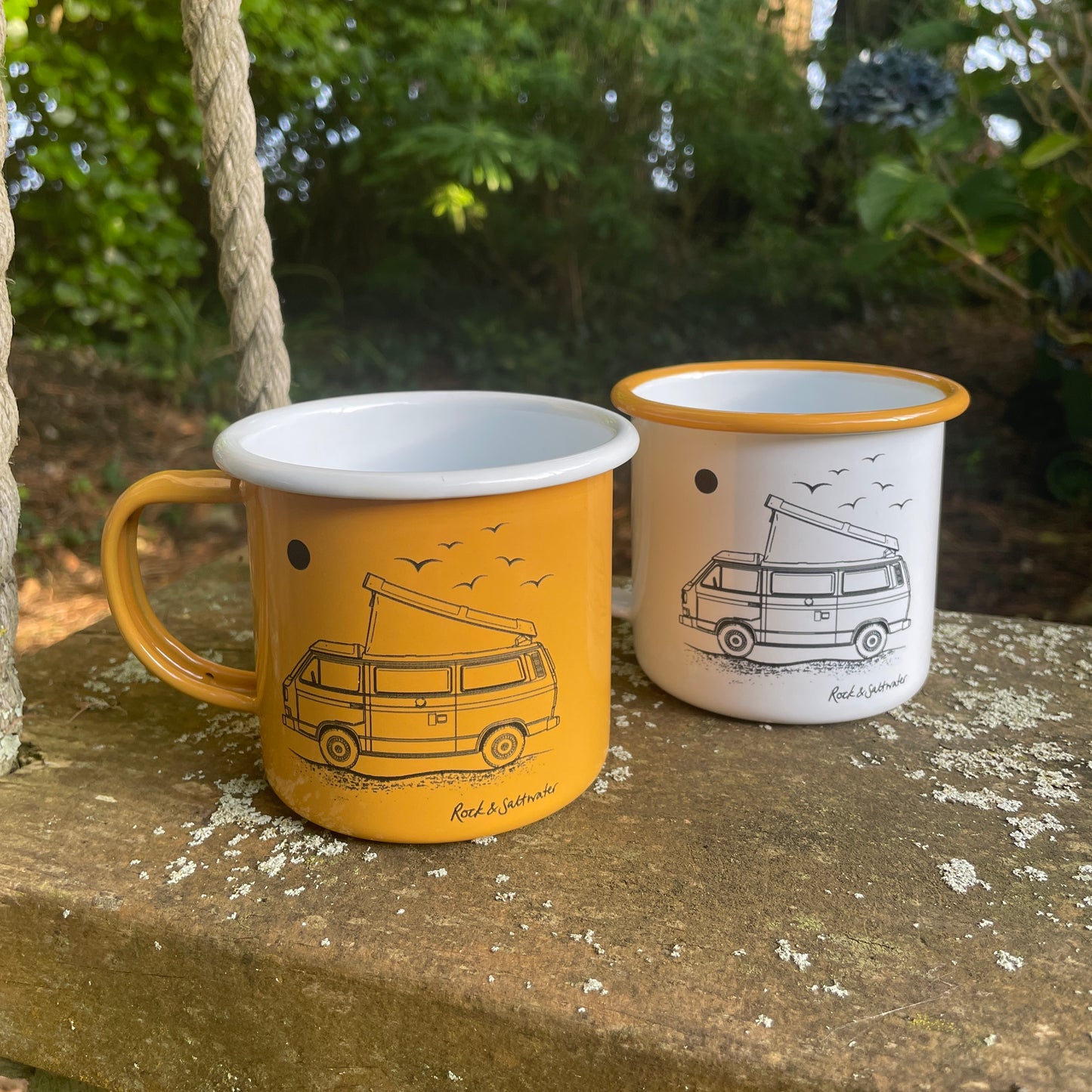 Camper van enamel mug