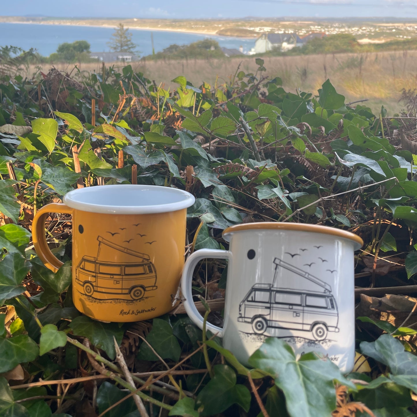 Camper van enamel mug