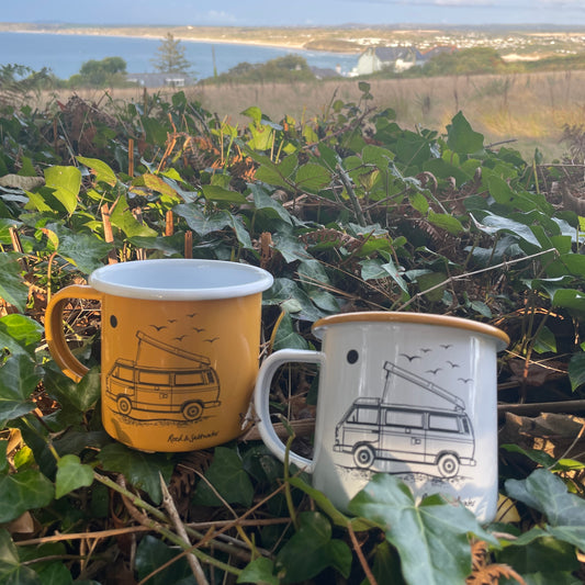 Camper van enamel mug