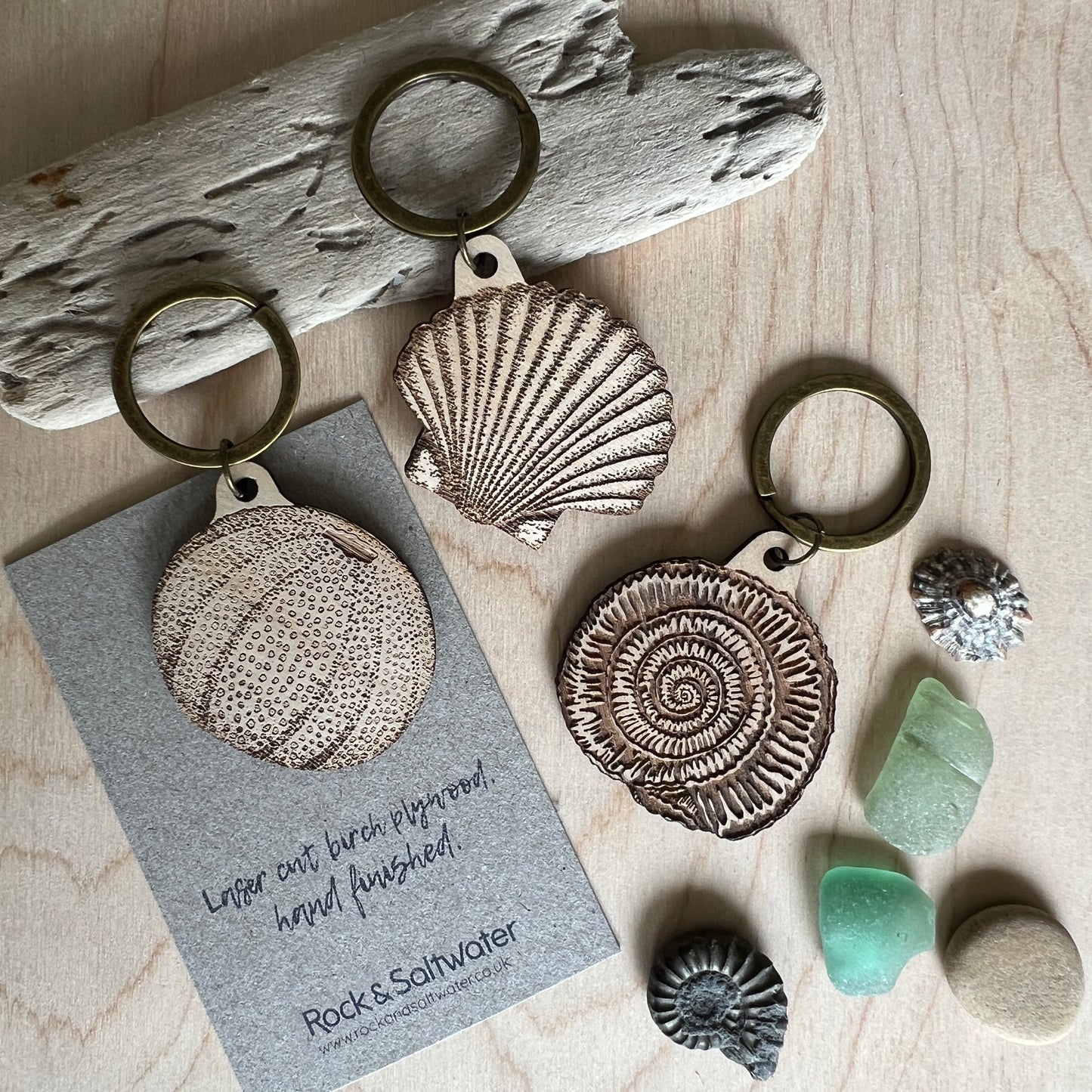 Sea urchin laser etched keyring