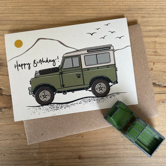 Land Rover mountain birthday card