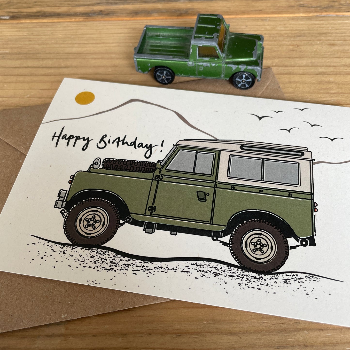 Land Rover mountain birthday card