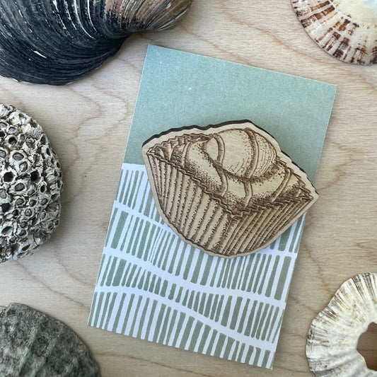 French fancy etched wooden badge