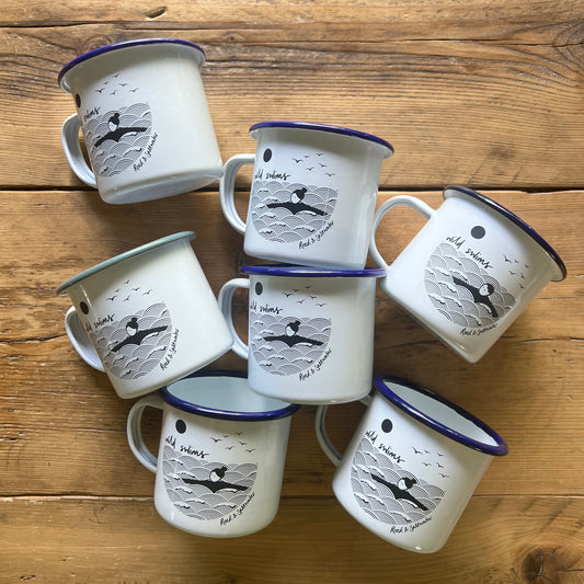 Slight seconds 'wild swims' enamel mugs