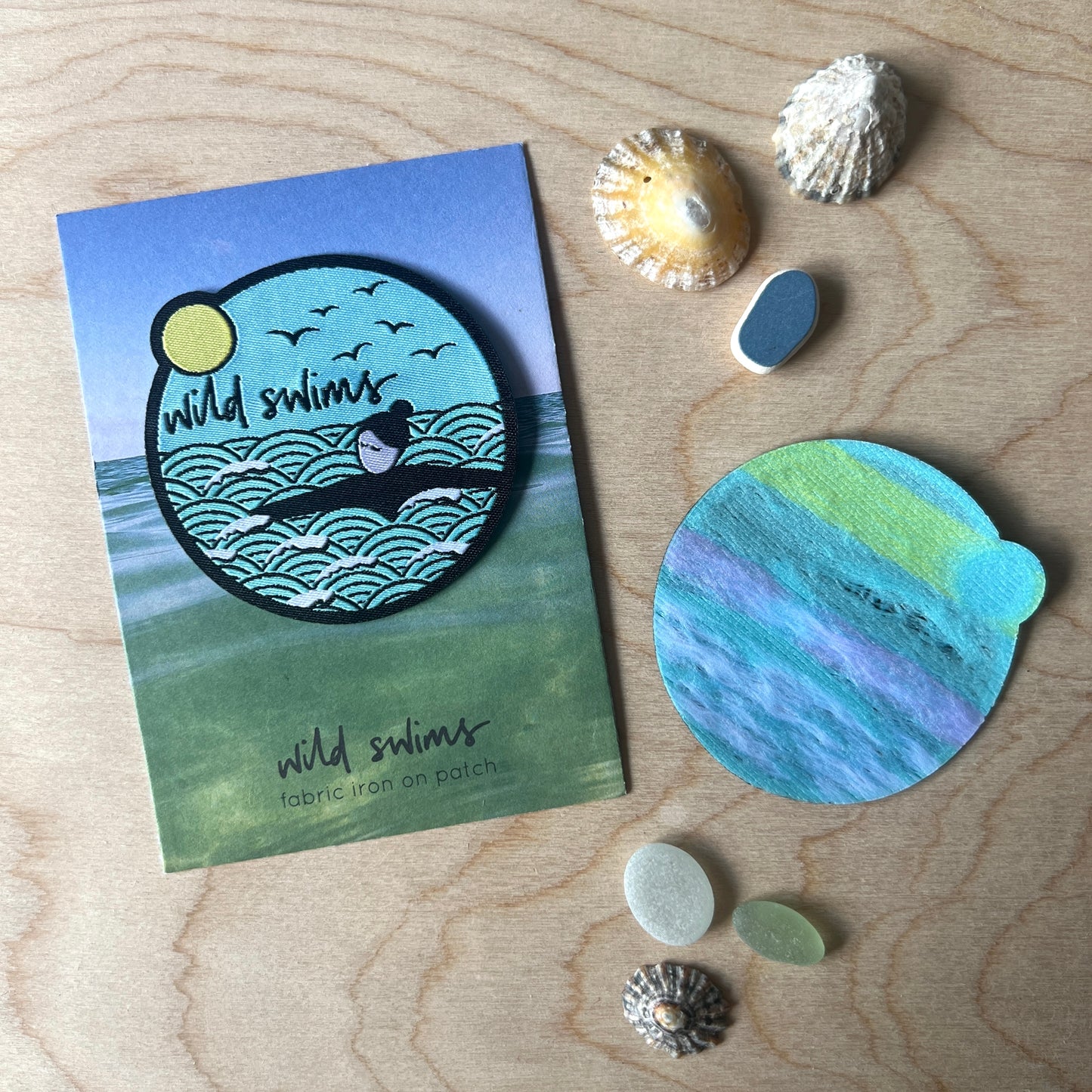 Wild swims woven badge