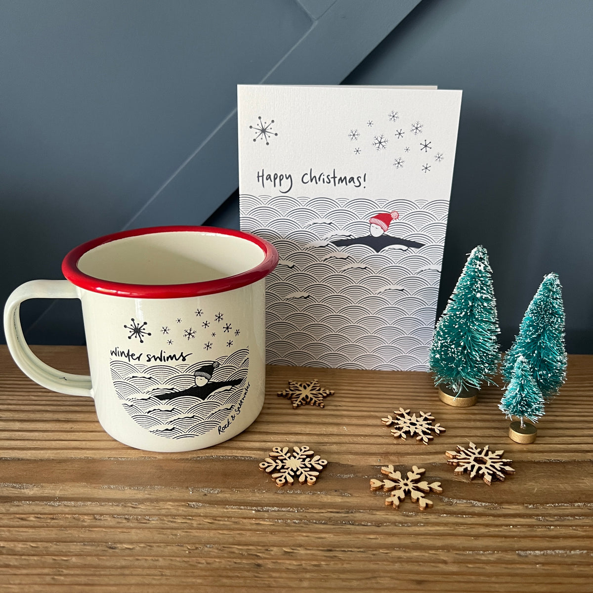 Winter wild swimming Christmas mug