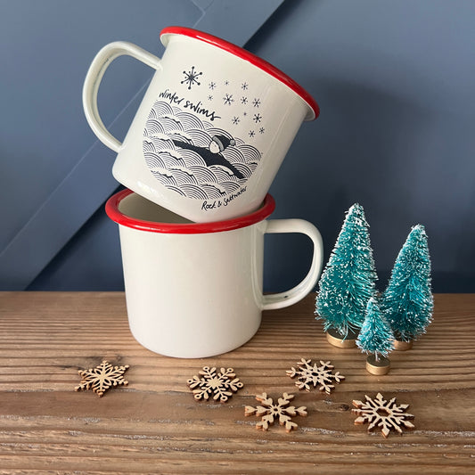 Winter wild swimming Christmas mug