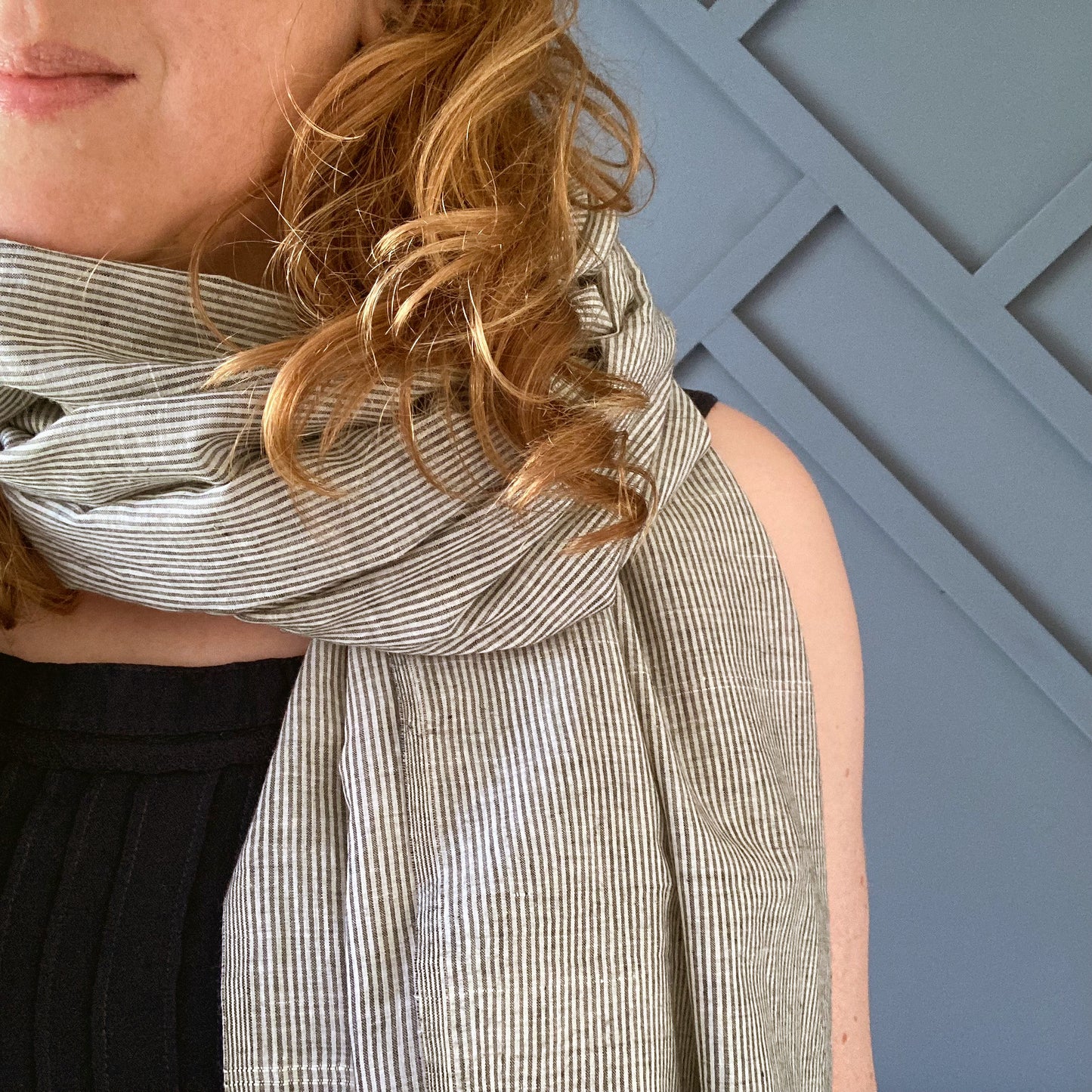 Lightweight fine cotton scarf – Sennen stripe